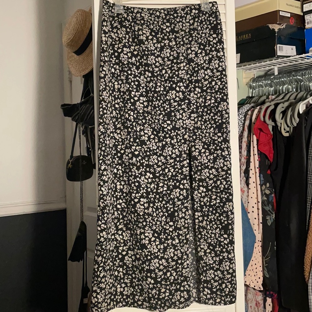 Floral Midi Skirt with Slit